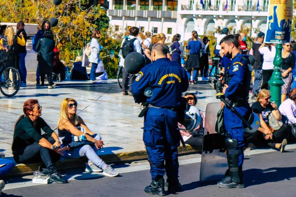 Афіни Греція Листопада 2021 Року Поліцейський Протестуючий Проти Грецького Уряду — стокове фото