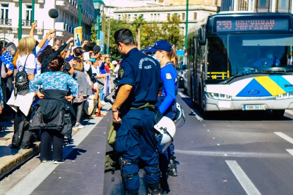 Atény Řecko Listopadu 2021 Policie Protestanti Střetli Při Protestu Proti — Stock fotografie