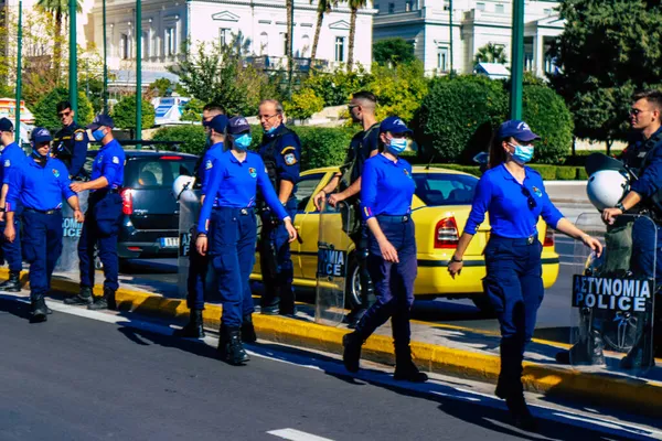 Athènes Grèce Novembre 2021 Police Les Manifestants Face Face Lors — Photo