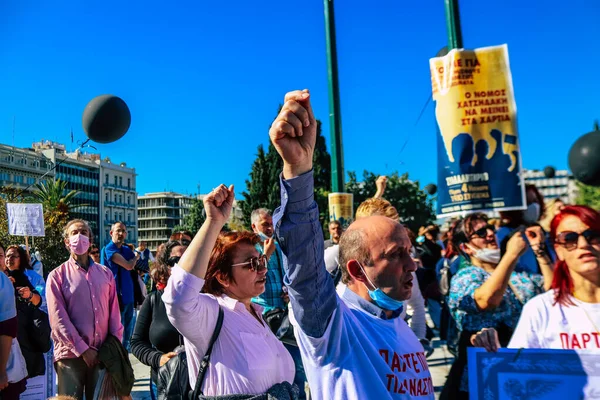 Atény Řecko Listopadu 2021 Protesty Zdravotních Sester Zdravotnického Personálu Proti — Stock fotografie