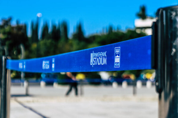 Athens, Greece - November 05, 2021 Panathenaic Stadium, The world symbol of Sports in Athens, the Stadium of the first Modern Olympic Games and the unique marble Stadium in the world