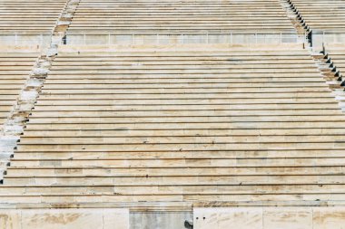Atina, Yunanistan - 05 Kasım 2021 Panathenaic Stadyumu, Atina 'daki sporların dünya sembolü, ilk Modern Olimpiyat Oyunları Stadyumu ve dünyadaki eşsiz mermer stadyum