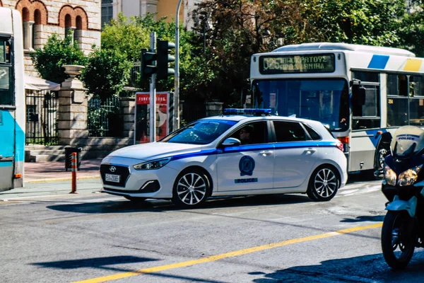 Atenas Grecia Noviembre 2021 Policía Griega Patrulla Centro Ciudad Atenas — Foto de Stock