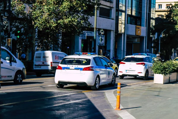 Athens Greece November 2021 Greek Police Patrol City Center Athens — Stock Photo, Image