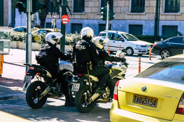 Афіни Греція Листопада 2021 Року Грецька Поліція Патрулювання Центрі Афін — стокове фото