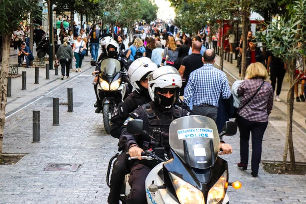 Афіни Греція Листопада 2021 Року Грецька Поліція Патрулює Центрі Афін — стокове фото