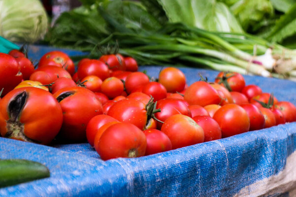 Athens, Greece - November 06, 2021 Typical Athenian market in Kallidromiou street in Exarchia area, lively, full of scents and life. Market of fresh produce, vegetables, spices, nuts, olives, fish