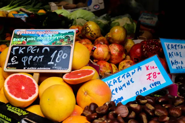 Atenas Grécia Novembro 2021 Mercado Típico Ateniense Rua Kallidromiou Área — Fotografia de Stock