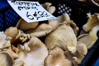 Atina, Yunanistan - 06 Kasım 2021 Exarchia bölgesindeki Kallidromiou caddesindeki Tipik Atina pazarı, canlı, koku ve yaşam dolu. Taze sebze, baharat, fındık, zeytin, balık pazarı.