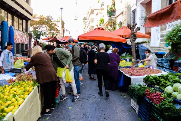 Atenas Grecia Noviembre 2021 Mercado Ateniense Típico Calle Kallidromiou Zona — Foto de Stock