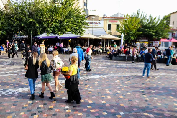 Atenas Grécia Novembro 2021 Multidão Praça Monastiraki Durante Epidemia Coronavírus — Fotografia de Stock