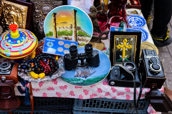 Atenas Grecia Noviembre 2021 Famoso Mercadillo Monastiraki Plaza Avissinas Hay — Foto de Stock