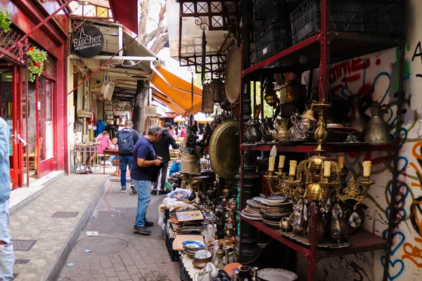 Atenas Grecia Noviembre 2021 Famoso Mercadillo Monastiraki Plaza Avissinas Hay — Foto de Stock