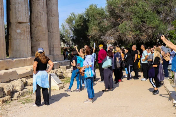 Athen Griechenland November 2021 Touristen Besuchen Die Antike Agora Während — Stockfoto