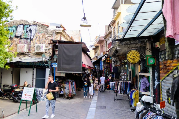 Athena Yunani November 2021 Turis Mengunjungi Pasar Loak Monastiraki Avissinas — Stok Foto