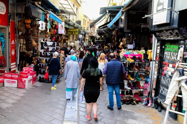 Atény Řecko Listopadu 2021 Turisté Navštěvující Bleší Trh Monastiraki Avissinas — Stock fotografie