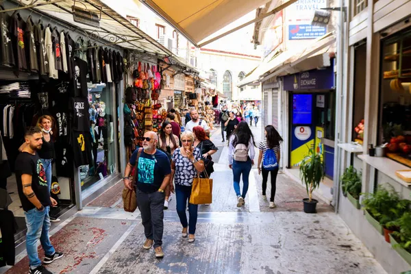 Atény Řecko Listopadu 2021 Turisté Navštěvující Bleší Trh Monastiraki Avissinas — Stock fotografie