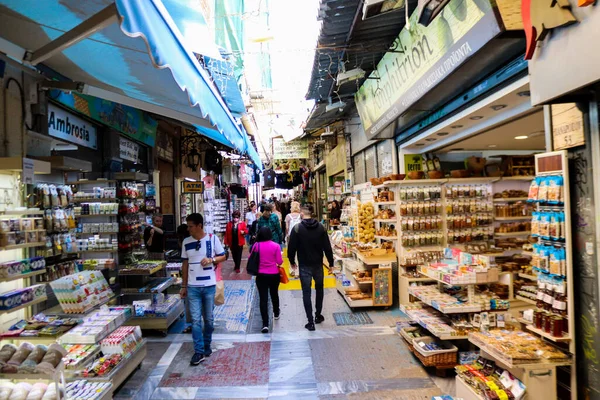 Aten Grekland November 2021 Turister Besöker Loppmarknaden Monastiraki Avissinas Torg — Stockfoto