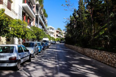 Atina, Yunanistan - 08 Kasım 2021 Atina şehir merkezi, sembolik bir şehir ve Yunanistan 'ın başkenti