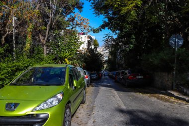 Atina, Yunanistan - Exarchia ilçesinde bulunan 08 Kasım 2021 Bina, Atina 'nın asi bölgesi, sembolik bir şehir ve Yunanistan' ın başkenti olarak kabul ediliyor