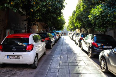 Atina, Yunanistan - Exarchia ilçesinde bulunan 08 Kasım 2021 Bina, Atina 'nın asi bölgesi, sembolik bir şehir ve Yunanistan' ın başkenti olarak kabul ediliyor