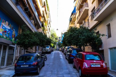 Atina, Yunanistan - Exarchia ilçesinde bulunan 08 Kasım 2021 Bina, Atina 'nın asi bölgesi, sembolik bir şehir ve Yunanistan' ın başkenti olarak kabul ediliyor