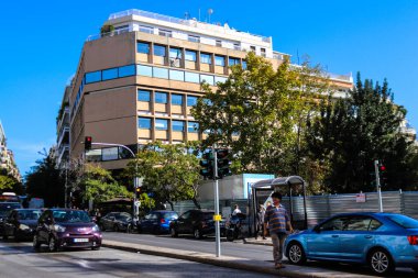 Atina, Yunanistan - 08 Kasım 2021 Atina şehir merkezinde yer alan sembolik bir şehir ve Yunanistan 'ın başkenti