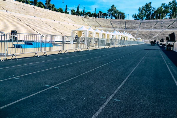 Athen Griechenland November 2021 Vorbereitung Auf Den Athen Marathon Panathenaic — Stockfoto