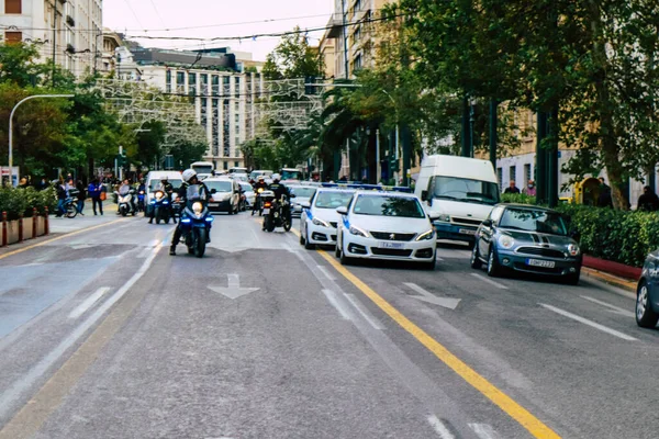 Atenas Grécia Novembro 2021 Polícia Enquadra Manifestação Estudantes Contra Política — Fotografia de Stock