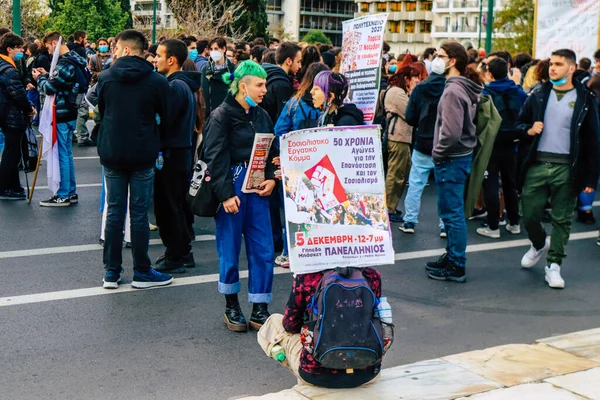 Atina Yunanistan Yunanistan Vuran Koronavirüs Salgını Sırasında Atina Sokaklarında Yunan — Stok fotoğraf