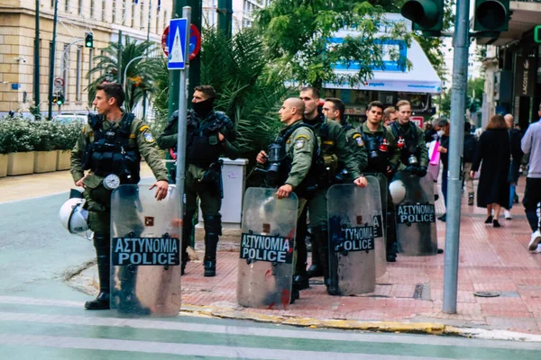 Athènes Grèce Novembre 2021 Police Encadre Une Manifestation Étudiants Contre — Photo