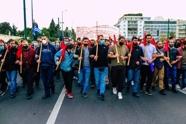 Atenas Grecia Noviembre 2021 Estudiantes Manifestación Política Contra Gobierno Griego — Foto de Stock