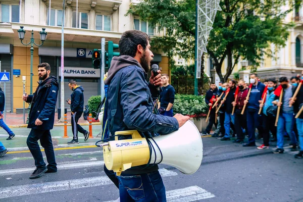 Atény Řecko Listopadu 2021 Studenti Politické Demonstrace Proti Řecké Vládě — Stock fotografie