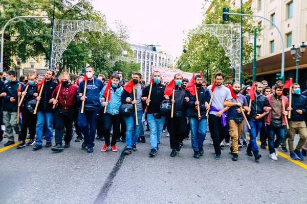 Atenas Grecia Noviembre 2021 Estudiantes Manifestación Política Contra Gobierno Griego — Foto de Stock