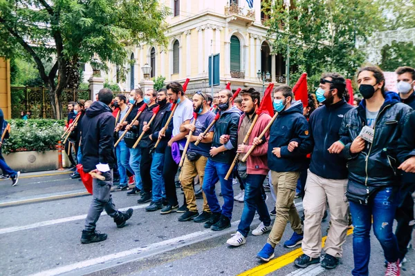 Athens Greece November 2021 Students Political Demonstration Greek Government Streets — Stock Photo, Image
