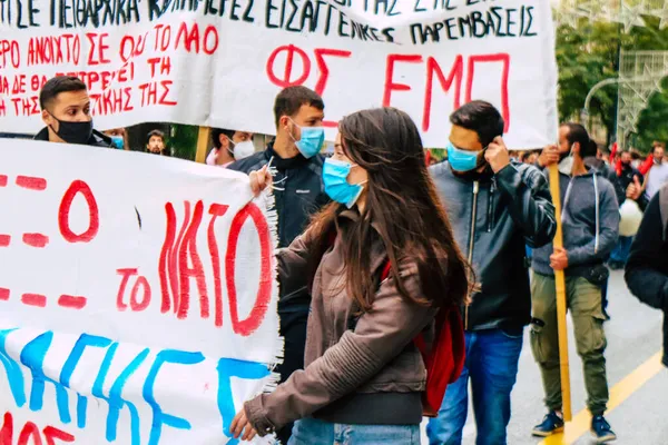 Афины Греция Ноября 2021 Года Студенты Политической Демонстрации Против Греческого — стоковое фото