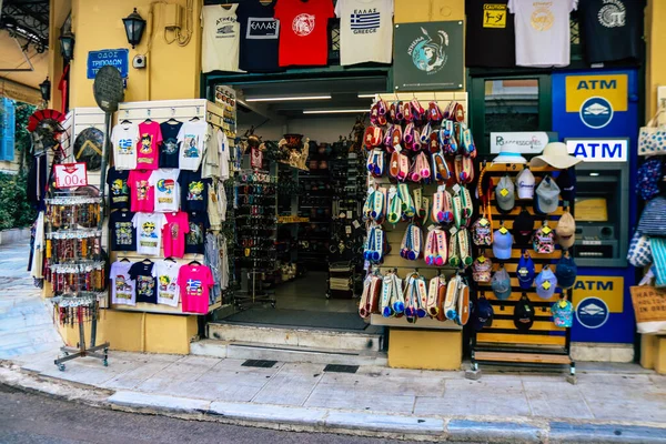 Athens Greece November 2021 Closeup Traditional Decorative Objects Sold Souvenirs — Stock Photo, Image