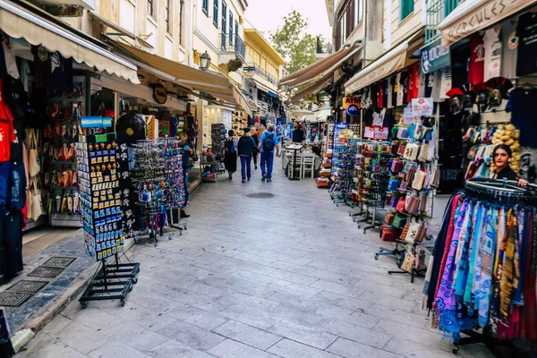 Atenas Grécia Novembro 2021 Multidão Pessoas Fazendo Compras Centro Atenas — Fotografia de Stock