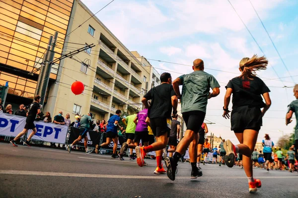 Corredores Las Carreras Carretera 38ª Atenas Auténtica Año Pasado Competición — Foto de Stock