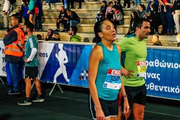 Biegacze Wyścigach Drogowych Autentycznych Atenach Zeszłym Roku Konkurs Został Odwołany — Zdjęcie stockowe