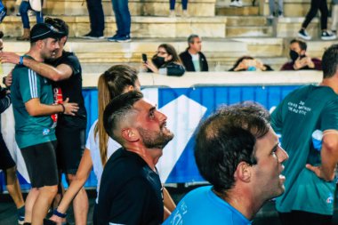 38. Otantik Atina 'daki 10 kilometrelik yol yarışlarının koşucuları, Coronavirus salgınının Yunanistan' ı vurması sonrasında geçen yıl yarışma iptal edildi.