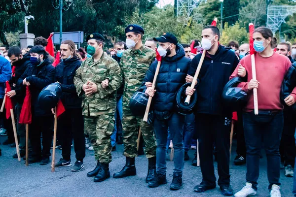 Kasım 1973 Atina Sokaklarındaki Askeri Cuntaya Karşı Öğrenci Ayaklanmasının Anısına — Stok fotoğraf