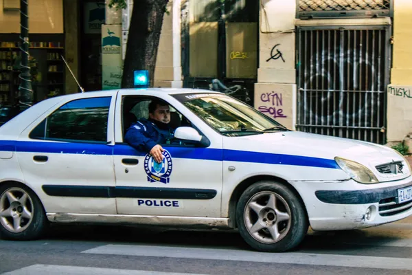 Atény Řecko Listopadu 2021 Řecká Policie Hlídce Centru Atén Během — Stock fotografie