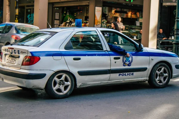 Atenas Grecia Noviembre 2021 Policía Griega Patrulla Centro Ciudad Atenas — Foto de Stock