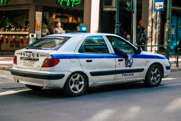 Atenas Grecia Noviembre 2021 Policía Griega Patrulla Centro Ciudad Atenas — Foto de Stock