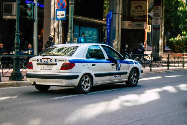 Atenas Grécia Novembro 2021 Polícia Grega Patrulha Centro Cidade Atenas — Fotografia de Stock