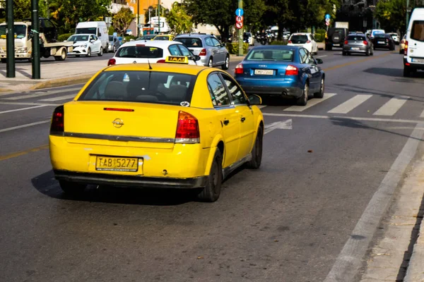 Athen Griechenland November 2021 Taxifahren Den Straßen Von Athen Während — Stockfoto