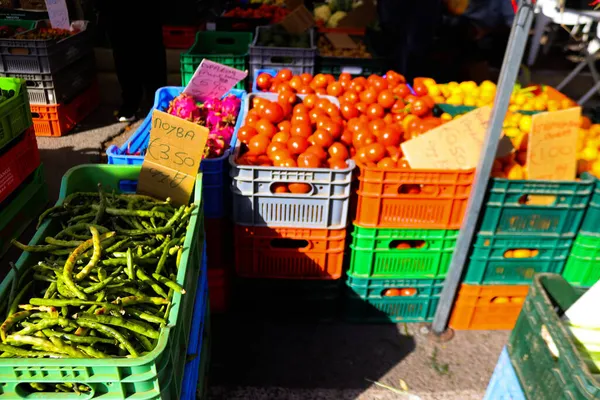 Limassol Cypern November 2021 Vegetabiliska Och Frukter Som Säljs Lördag — Stockfoto
