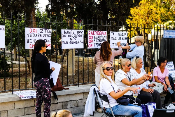 Limassol Chipre Novembro 2021 Pessoas Manifestam Contra Governo Cipriota Pelas — Fotografia de Stock