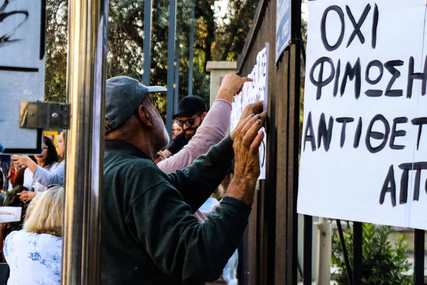 Limassol Chipre Novembro 2021 Pessoas Manifestam Contra Governo Cipriota Pelas — Fotografia de Stock